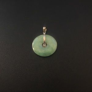 925 Stamped Natural Jadeite Jade Donut Pendant